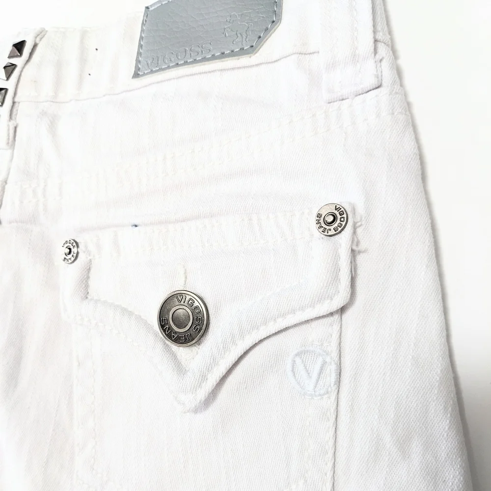 Vigoss Girls White Denim Mini Skirt with Studs